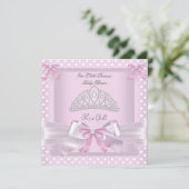 Invitation Princesse Baby shower fille Pois rose Bow (Debout devant)