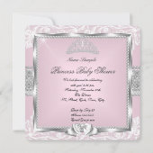 Invitation Princesse Baby shower fille rose argent dentelle 4 (Dos)