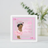 Invitation Princesse Baby shower fille rose Ballerina Ethniqu (Debout devant)