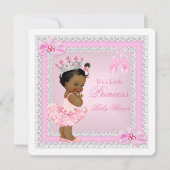 Invitation Princesse Baby shower fille rose Ballerina Ethniqu (Devant)
