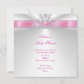 Invitation Princesse Baby shower fille rose blanche Tiara Mag (Dos)