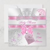 Invitation Princesse Baby shower fille rose blanche Tiara Mag (Devant)