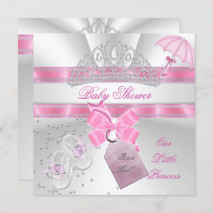 Invitation Princesse Baby shower fille rose blanche Tiara Mag