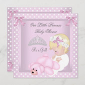 Invitation Princesse Baby shower fille rose Blonde bébé fille (Devant / Derrière)
