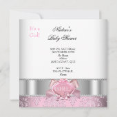 Invitation Princesse Baby shower fille rose Damas Tiara 2 (Dos)