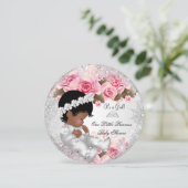 Invitation Princesse Baby shower Fille rose Flocon de neige R (Debout devant)