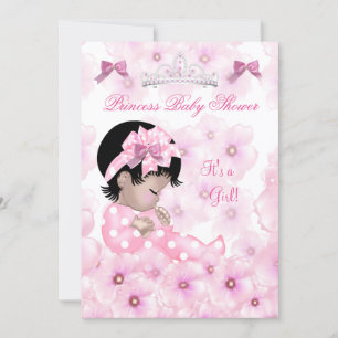 Invitation Princesse Baby shower fille rose Floral asiatique