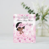 Invitation Princesse Baby shower fille rose Floral Tiara 2 (Debout devant)