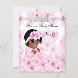 Invitation Princesse Baby shower fille rose Floral Tiara 2