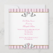 Invitation Princesse Baby shower fille rose perle or argent 2 (Dos)