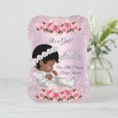 Invitation Princesse Baby shower fille rose Roses ethnique (Debout devant)