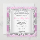 Invitation Princesse Baby shower Fille Rose Silver Dentelle 2 (Dos)