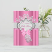 Invitation Princesse Baby shower fille rose Tiara Bow (Debout devant)