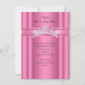 Invitation Princesse Baby shower fille rose Tiara Bow (Dos)