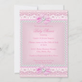 Invitation Princesse Baby shower fille rose Tiara Coeur Blond (Dos)