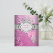 Invitation Princesse Baby shower fille rose Tiara Princesse (Debout devant)