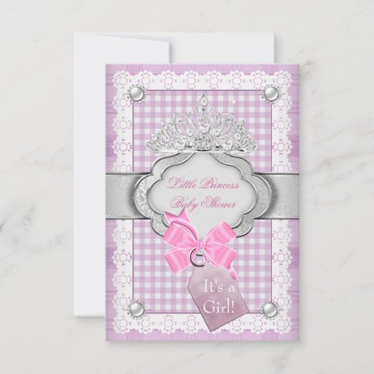 Invitation Princesse Baby shower fille rose Tiara Princesse (Devant)