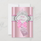 Invitation Princesse Baby shower fille rose Tiara Princesse (Devant)
