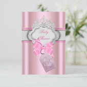 Invitation Princesse Baby shower fille rose Tiara Princesse (Debout devant)