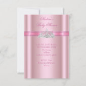 Invitation Princesse Baby shower fille rose Tiara Princesse (Dos)