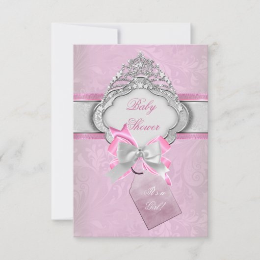 Invitation Princesse Baby shower fille rose Tiara Princesse 2 (Devant)