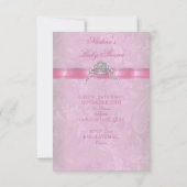 Invitation Princesse Baby shower fille rose Tiara Princesse 2 (Dos)