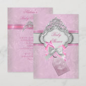 Invitation Princesse Baby shower fille rose Tiara Princesse 2 (Devant / Derrière)