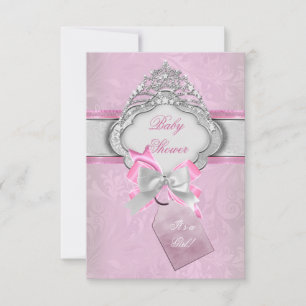 Invitation Princesse Baby shower fille rose Tiara Princesse 2