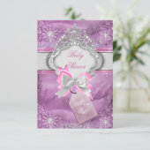 Invitation Princesse Baby shower fille rose Tiara Princesse 3 (Debout devant)