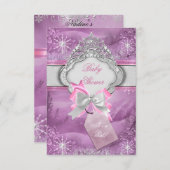 Invitation Princesse Baby shower fille rose Tiara Princesse 3 (Devant / Derrière)