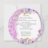 Invitation Princesse Baby shower fille rose violet Floral 3a (Dos)