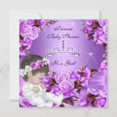 Invitation Princesse Baby shower fille rose violet Rose Bow 3 (Devant)