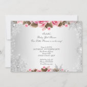 Invitation Princesse Baby shower Fille Roses de Flamme de nei (Dos)
