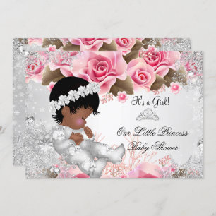 Invitation Princesse Baby shower Fille Roses de Flamme de nei