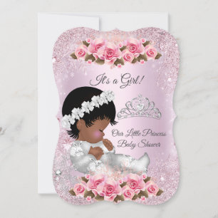 Invitation Princesse Baby Shower Fille Roses roses ethniques
