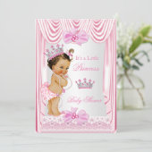 Invitation Princesse Baby shower fille soie rose (Debout devant)
