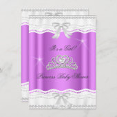 Invitation Princesse Baby shower fille Tiara Lace (Devant / Derrière)