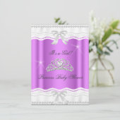 Invitation Princesse Baby shower fille Tiara Lace (Debout devant)