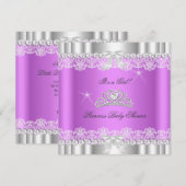 Invitation Princesse Baby shower Fille Tiara Lace Lavande (Devant / Derrière)