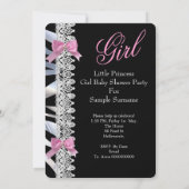 Invitation Princesse Baby shower fille Tiara Zebra rose noir (Dos)