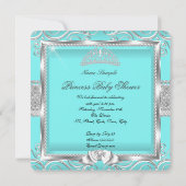Invitation Princesse Baby shower fille Turquoise Argent damas (Dos)