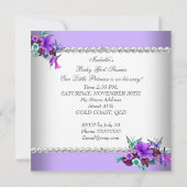 Invitation Princesse Baby shower fille violet Turquoise bleu (Dos)
