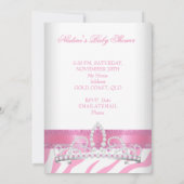 Invitation Princesse Baby shower fille Zèbre rose Ours blanc (Dos)