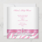 Invitation Princesse Baby shower fille Zèbre rose Ours blanc (Dos)