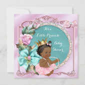 Invitation Princesse Baby shower Floral Turquoise rose ethniq (Devant)