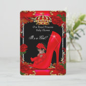 Invitation Princesse Baby shower Girl Gold Rose Chaussure 2 (Debout devant)