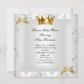 Invitation Princesse Baby shower Gold Argent Damask Blonde (Dos)