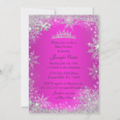 Invitation Princesse Baby shower Hot rose Aqua Brunette (Dos)