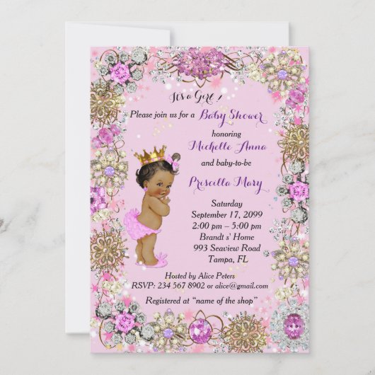 Invitation Princesse Baby shower Invitation, Petite Princesse (Devant)