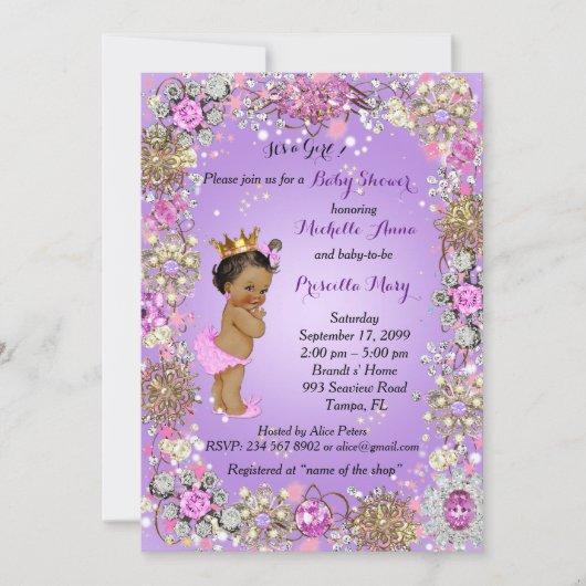 Invitation Princesse Baby shower Invitation, Petite Princesse (Devant)